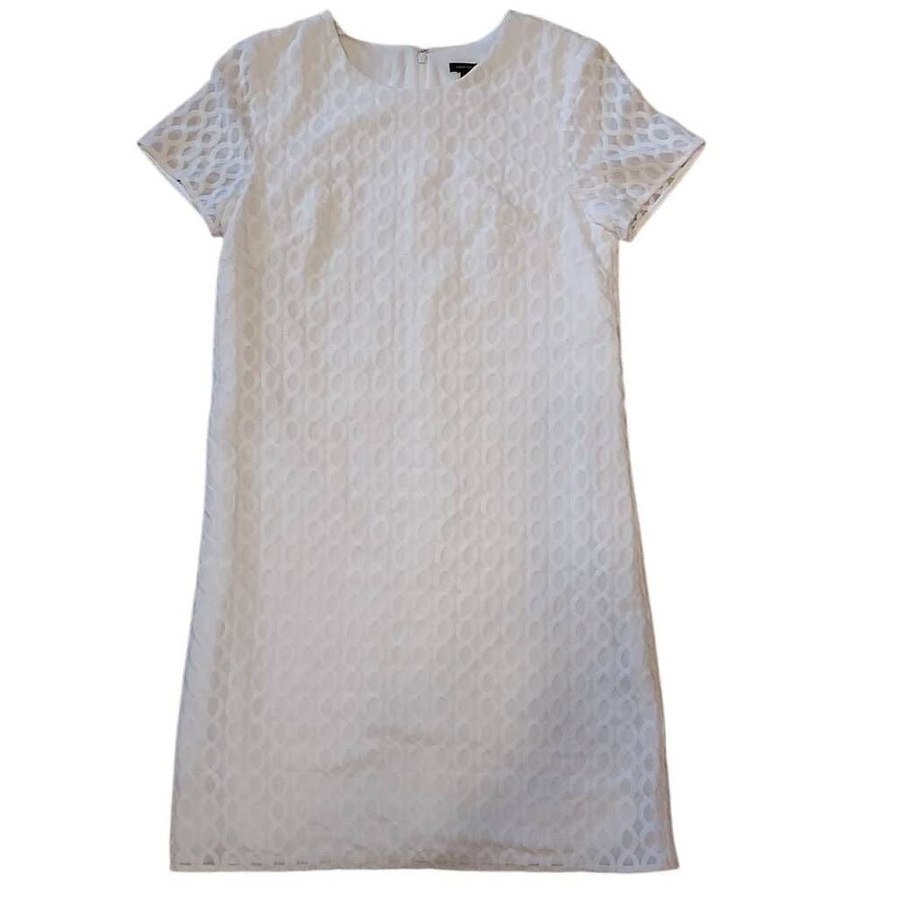 Ann Taylor White Textured Sheath Dress, Size 2